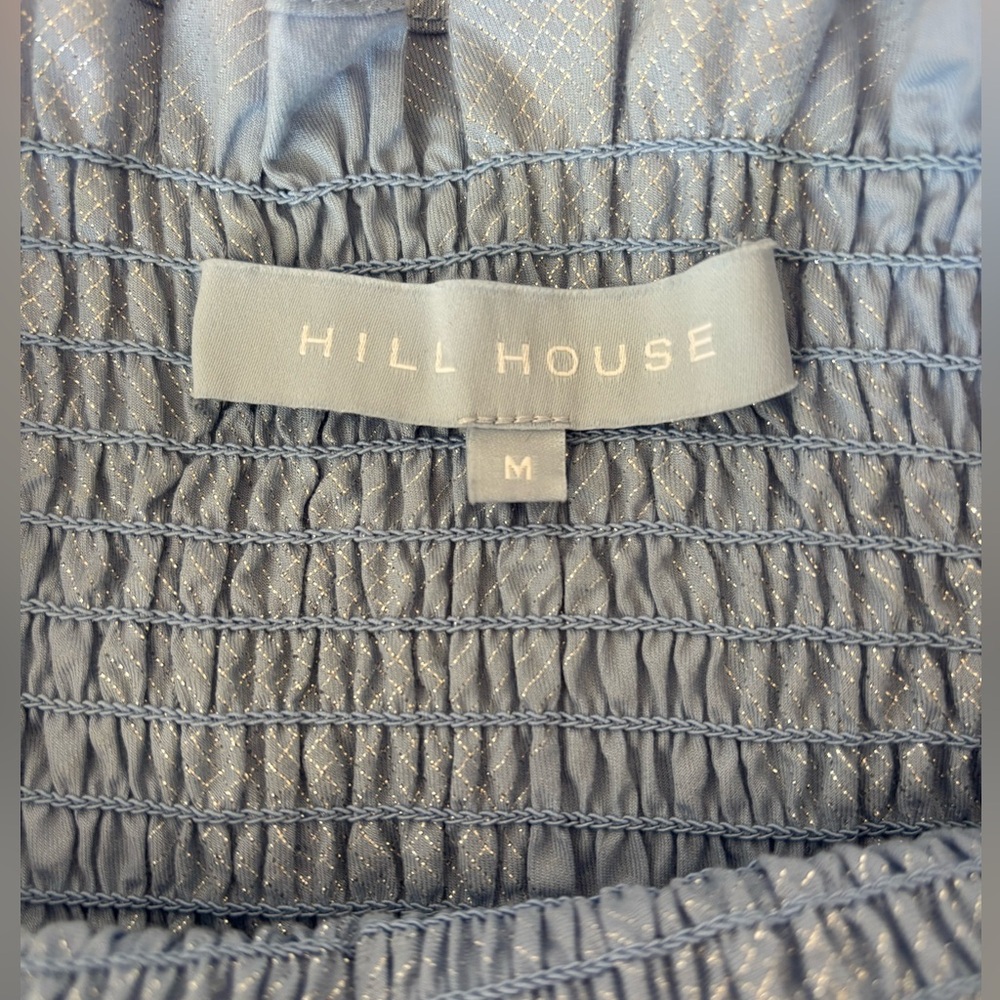 HILL HOUSE | Blue metallic check Midi Athena NAP Dress | M - Picture 3 of 5